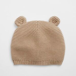 NWT GAP Baby Garter Bear Hat, Golden Khaki and white